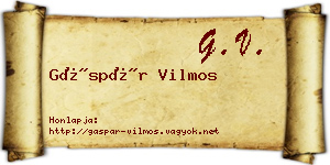 Gáspár Vilmos névjegykártya